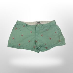Old Navy Women's Mint Shorts with Pink Flamingo‎ Design Sz 14